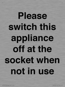 Please switch this appliance off at the socket when not in use